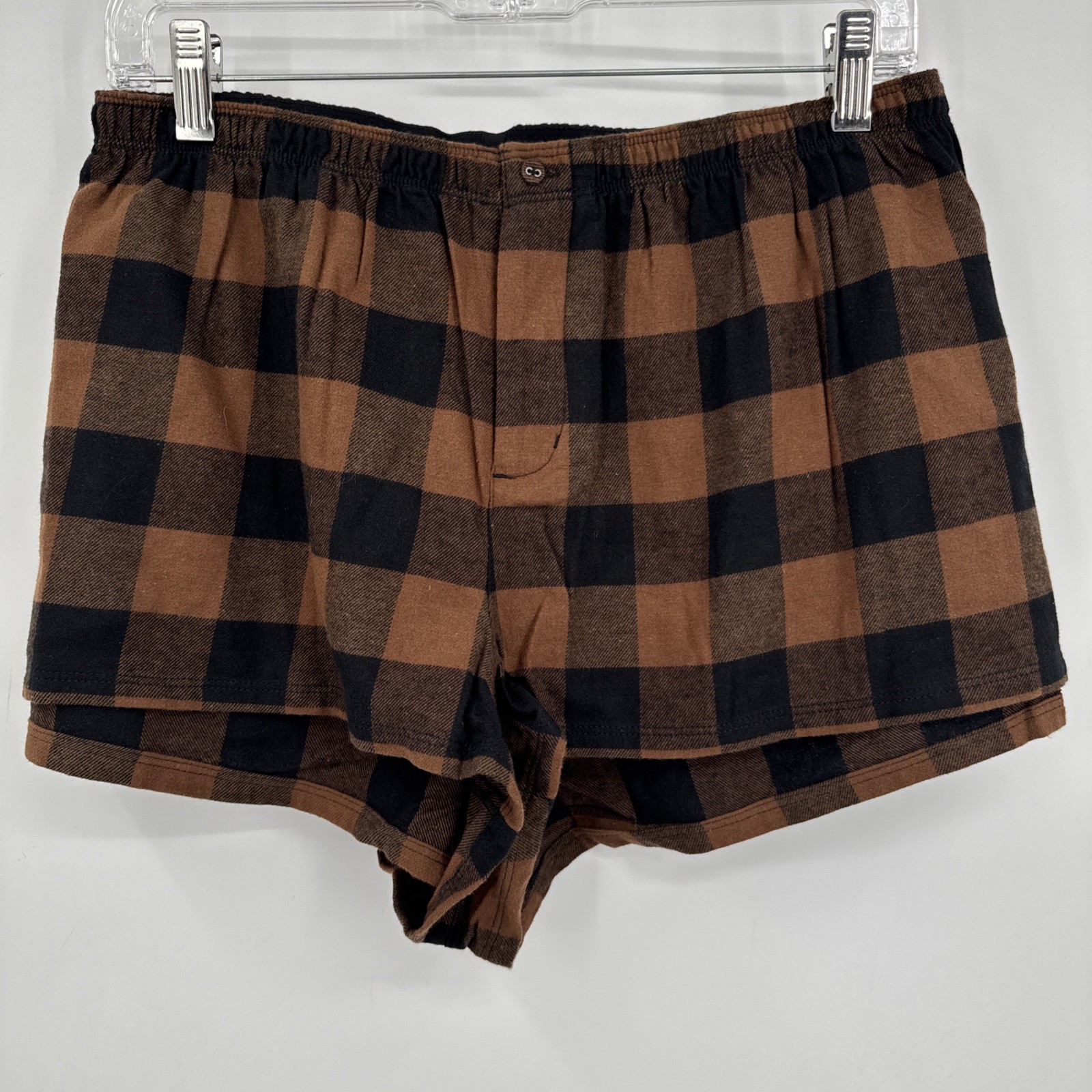 SKIMS flannel sleep shorts boxer cotton Jasper Buffalo Check women size XL NWT