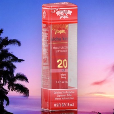 Hawaiian Tropic ALOHA KISS Moisturizing Lip Gloss Island Berry SPF 20 READ!