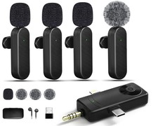 Wireless Lavalier Microphones Compatible for iPhone, Android Phone, Camera, C...