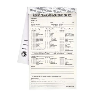 Truck/Van Vehicle Inspection Report Book 10-pk., 2-Ply Carbonless, 5.5'' x 9.25''