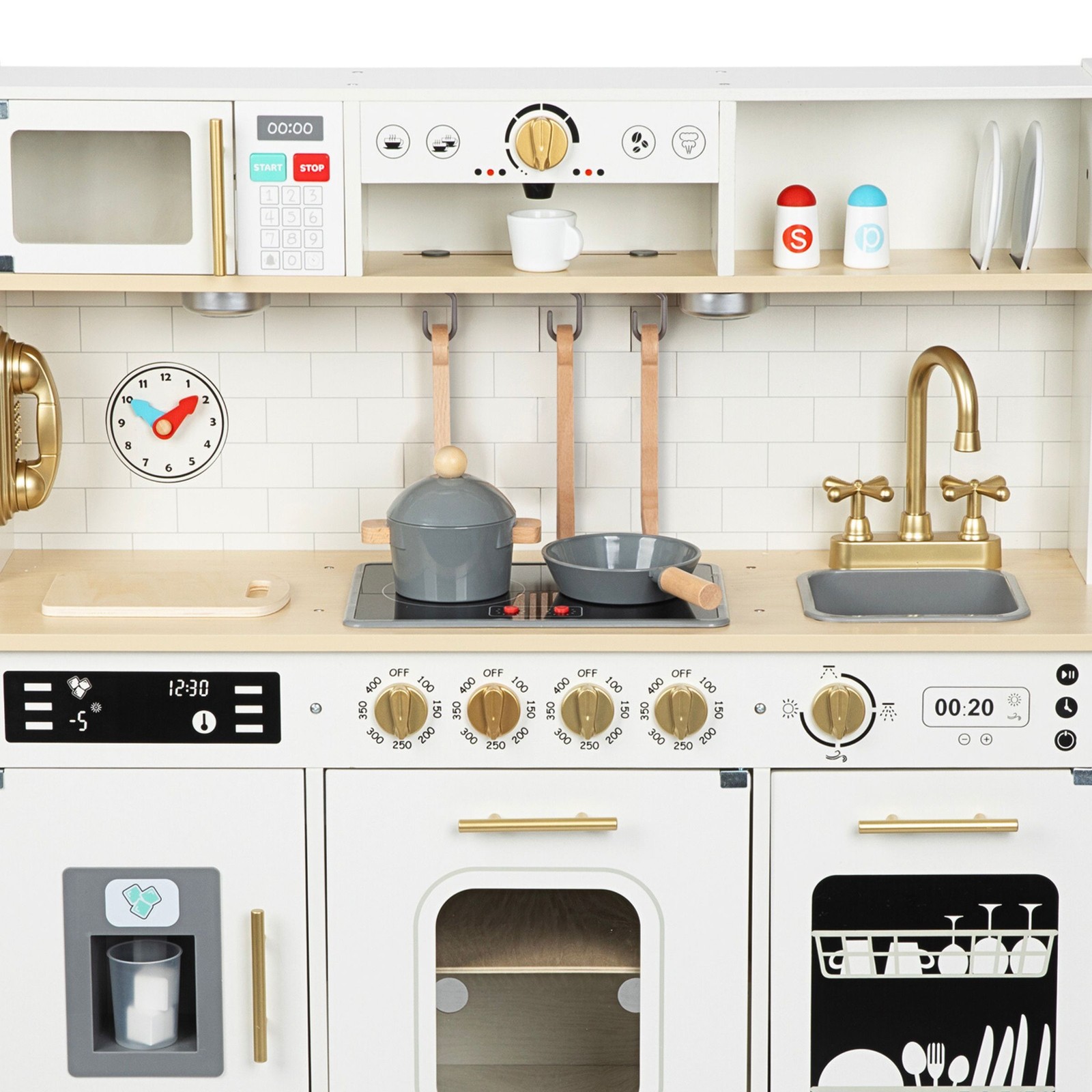 Cuisine Enfant Bois Robuste avec Éclairage LED et Finitions Soignées