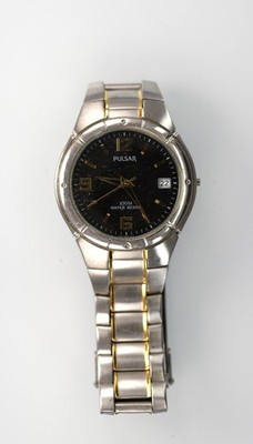 Pulsar Herrenarmbanduhr VX42-X051 Silber Gold Edelstahl 100m Quarz WR Defekt