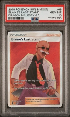 PSA 10 - SM Dragon Majesty - Blaine's Last Stand - 69/70 - Full Art Ultra Rare
