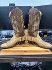 Tony Lama Men’s Vintage Exotic Safari Cowboy Boots Size 9 1/2 D Brown Gold Label — photo 3