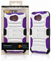 Sonne Schutzetui FüR LG F60 Holster Tasche Shockproof Mit StäNder Weiß/Violett