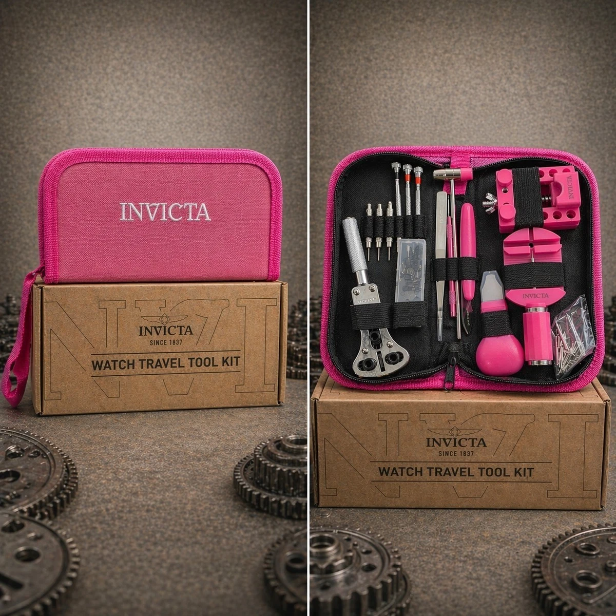 Invicta Travel Watch Repair Tool Kit, Pink/White (ITK-008) Stalwart 16-Piece Professional Watch Jewelry Repair Tool Kit  main image 4