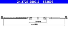 ATE Bremsseil Seilzug Feststellbremse 24.3727-2503.2 für SKODA 1U5 1U2 OCTAVIA 1