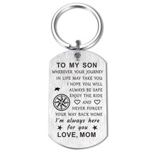 To My Son Love Gifts Keychain from Mom Dad Engraved Compass Enjoy the Ride