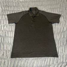 Lululemon Metal Vent Tech Polo Shirt Men Large Gray Short Sleeve Athleisure