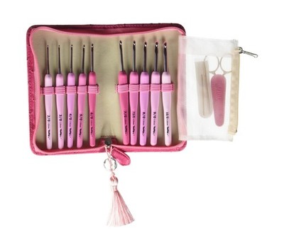 Tulip Etimo Rose Crochet Hook Set - 10 Hooks, Pink Case