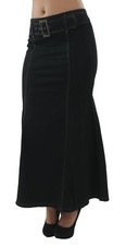 Women's Plus Size Trumpet Mermaid Front Belted Flare Long Denim Skirt