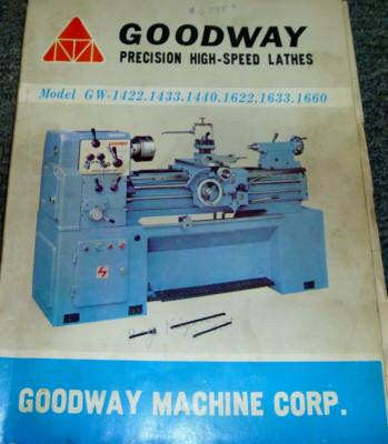 Goodway GW-1660 Precision High Speed Lathe Owner Operator Instruction Manual