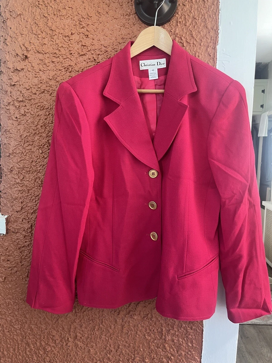 Blazer femme vintage Christian Dior rose vif or trois boutons taille 14