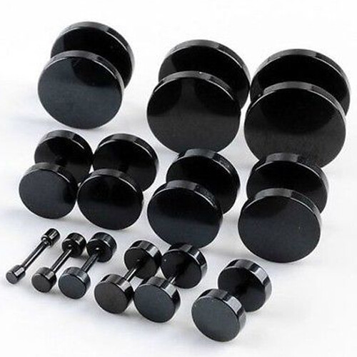 Mujeres Hombres Punk Acero Inoxidable Tachuelas Pendientes Tapón de Oreja Falso Barra Perforada EE. UU. - Imagen 13 de 15