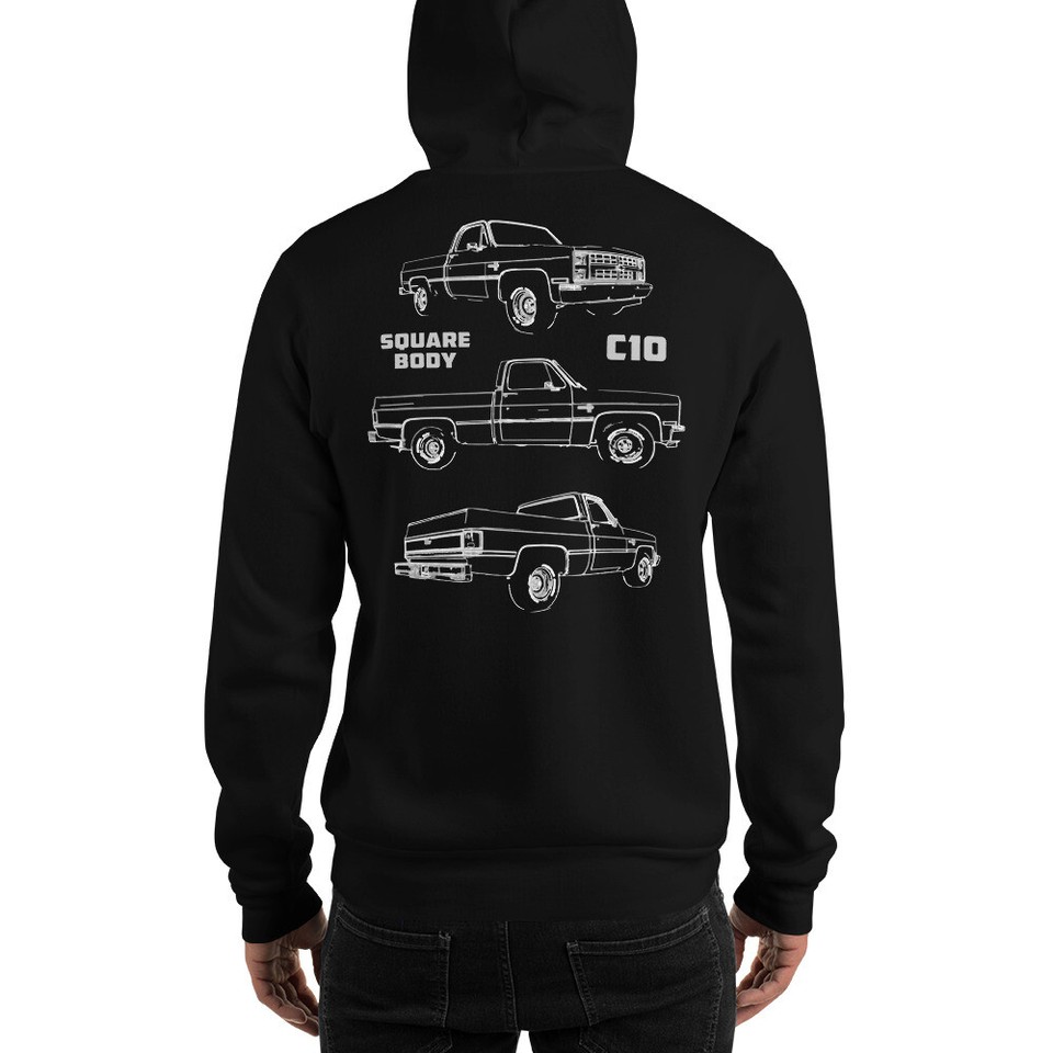 JG Infinite 1985 Chevy C10 Silverado Square Body Pickup Truck T-Shirt - Fleetside Design Short Sleeve Tee - View #2