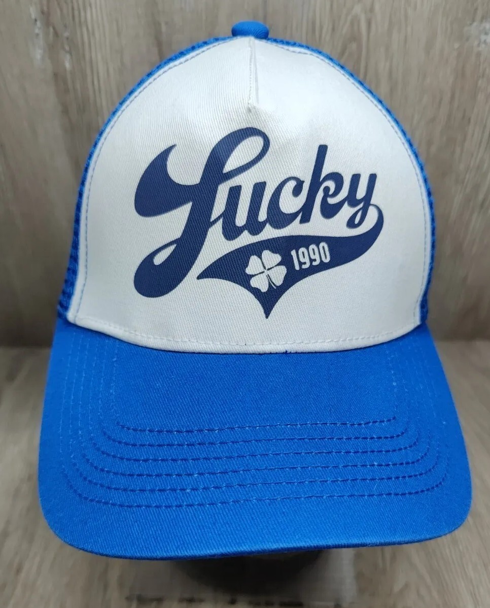 Lucky Brand Hat Men's Blue White Trucker Cap Adjustable