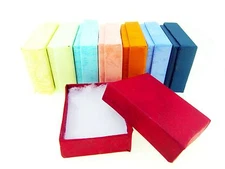  100  Assorted Pastel Color Cotton Filled Jewelry Boxes 2" X 1 1/2" X 3/4"