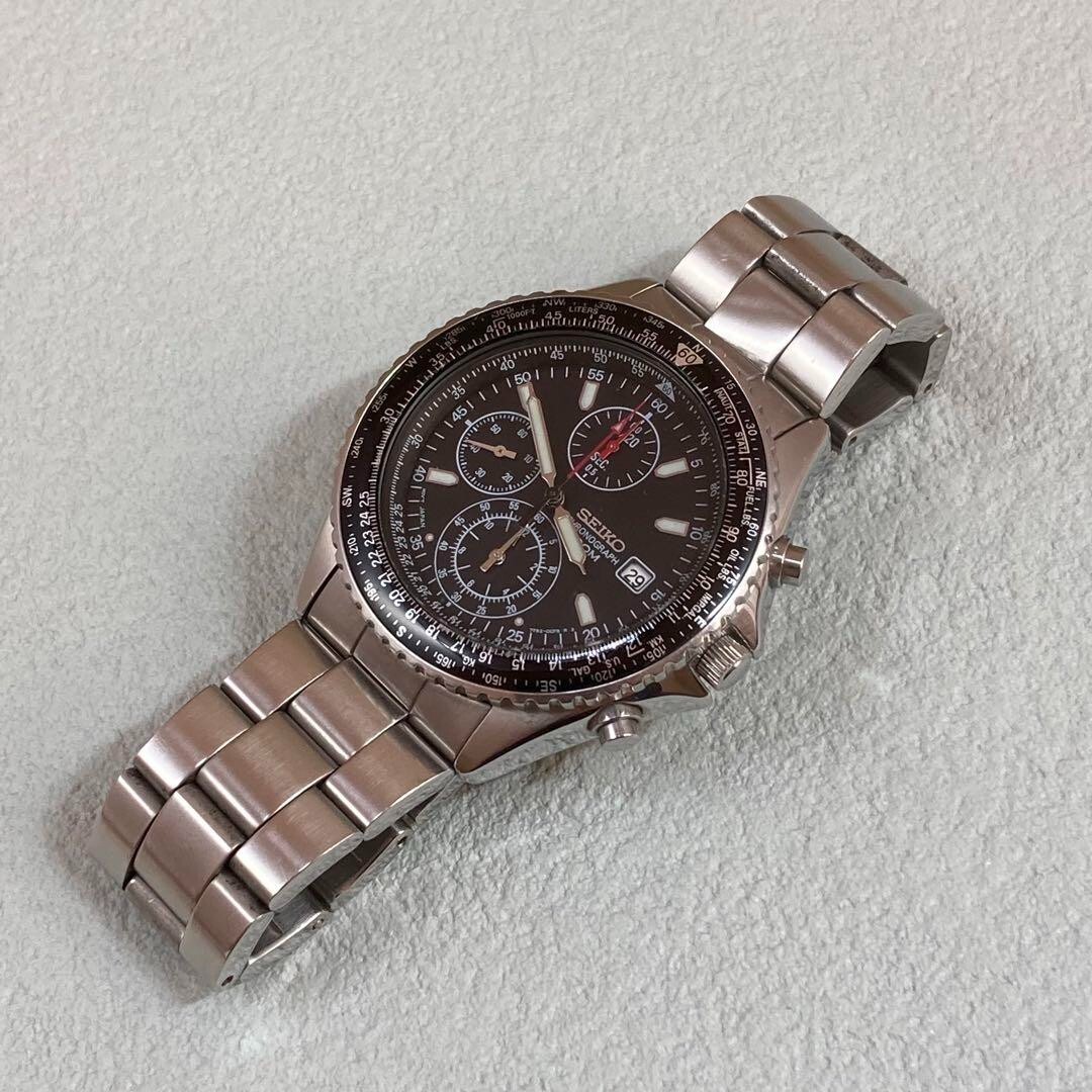 Seiko Flightmaster Pilot 7T92-0CF0 Quartz Chronograph Black Dial