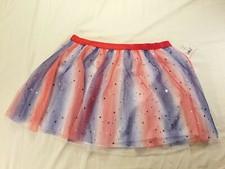 Girls Patriotic Red White Blue Stars Mesh Skirt Size XL 14-16 Nice New