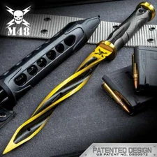 M48 Cyclone Gold Solar Flare Twister Tri Dagger Knife Spike UC3163GLA 2Cr13 New