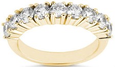 9 Round Wedding Diamond Ring Anniversary Band 1.35 carat total 14K Yellow Gold
