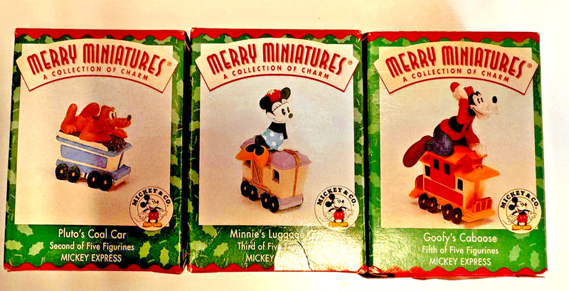 Hallmark Miniatures Mickey Express, Pluto, Minnie,3 Goofy Cars