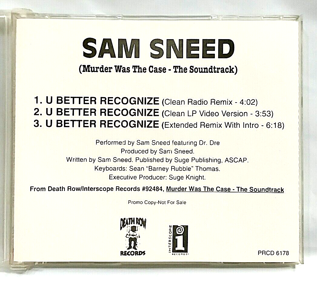 CD) Sam Sneed ‎– U Better Recognize, Promo, PRCD 6178, Single
