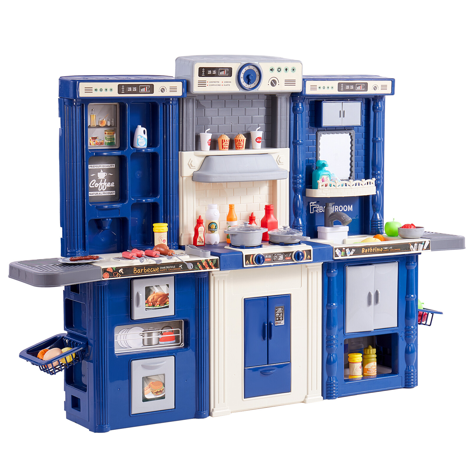 Cuisine pour enfants VEVOR grand jeu d'imitation bleu pour animer les après-midis