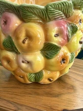 MCM 70s Art Pottery Pot Flower VASE Cottagecore Farm House Oggetti Pitcher Apple