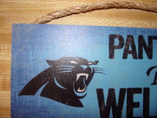 New NFL Carolina Panthers Fans Welcome - Football Fans Wood Sign Man Cave Gear - Picture 2 of 6