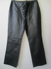 Boutique Europa Black Leather Pants Size 12 Fully Lined New