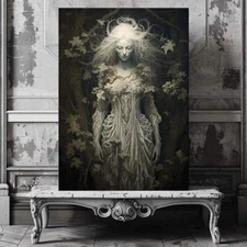Mystical Enchantress Canvas Print – Ethereal Forest Spirit in Dark Fantasy Scene