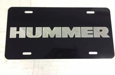 HUMMER LOGO Car Tag Diamond Etch on Black Aluminum License Plate