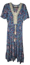 Anthropologie Sunday Mi Amor Blue Boho Tiered Maxi Dress Size XS Inventory SALE