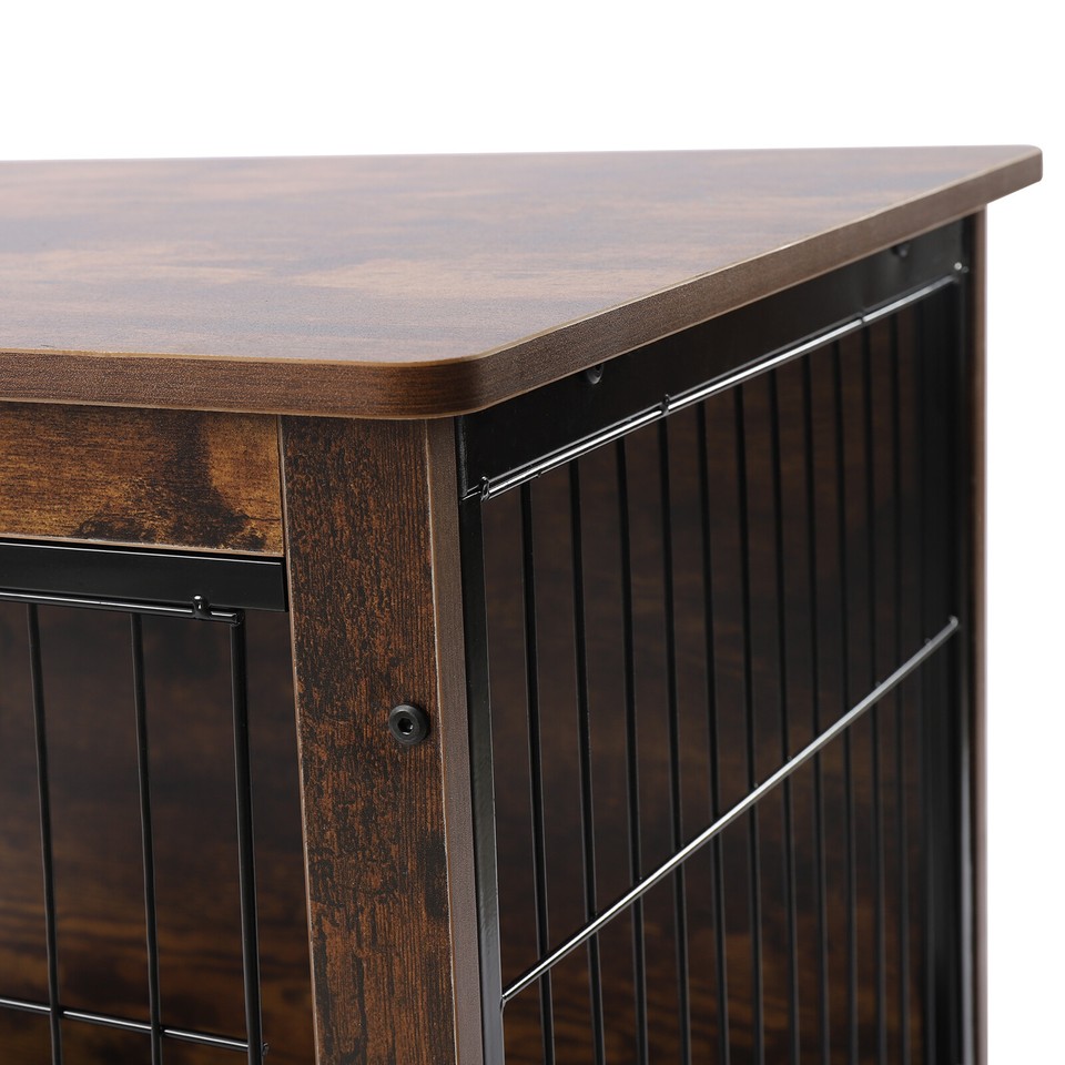 Indoor Wooden Dog Crate Cage Furniture Table Pet House Kennel Double