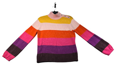 NY&C Sweater Womens Size Medium Multicolor Striped Long Sleeeve  Turtleneck