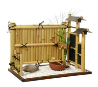 Home Mini Rock Garden Handmade Office Tabletop Display Dark Stained Bamboo Rods Home Mini Rock Garden Handmade Office Tabletop Display Dark Stained Bamboo Rods