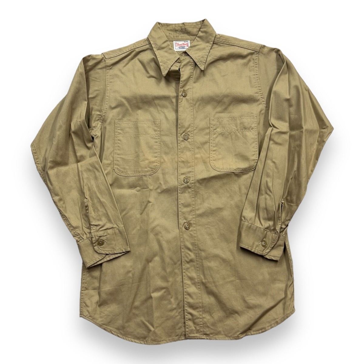 souvenir shirt スカシャツ 40s 50s Vintage 1950s Trout Man Sanforized Collared Khaki Shirt Sportsman