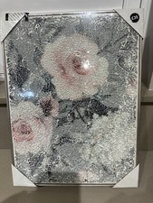BNIP Next Grey Grey and Pink Crackled Glass Rose Wall Print