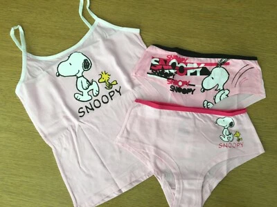 PEANUTS Girls Snoopy Kids' Underwear White and Pink Cotton Sets for 4-6 yrs, 110-116 cm
