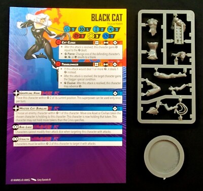 Marvel Crisis Protocol Black Cat w/ Rules Card + Base, NO Tokens / Tactic Cards