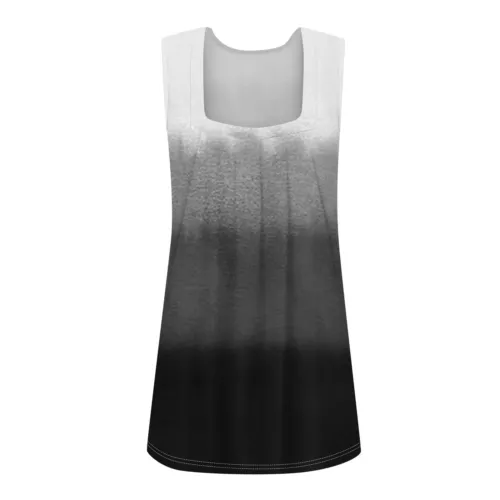 Damen Sommer Plissee Quadratischer Ausschnitt Ärmellos Tank Top Farbverlauf Bedruckt T-Shirt - Bild 19 von 51