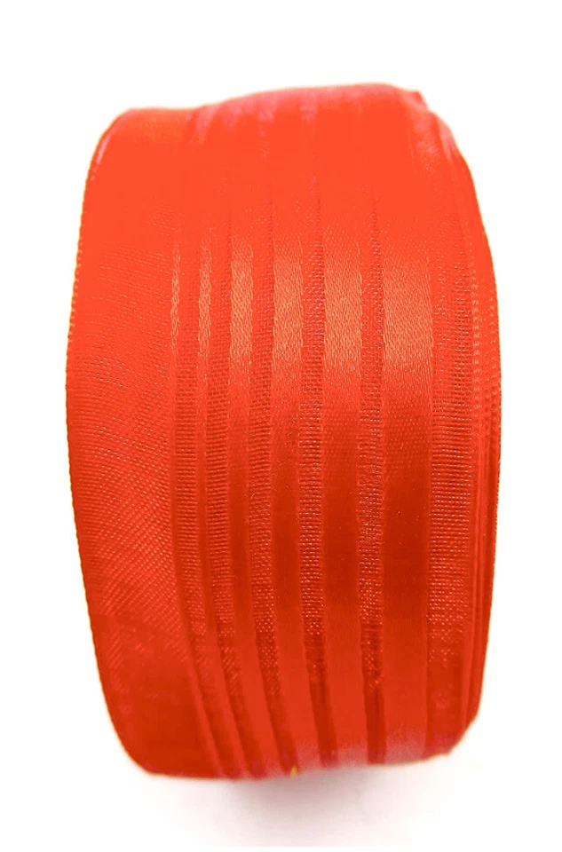 Shimmer Red Stripe Ribbon,Horizontal Woven Red Stripes,1.5"w x 32Yds.Japan - Image 2 of 4