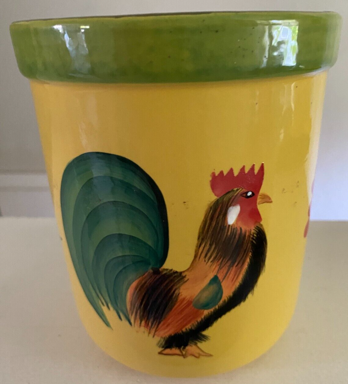 HausenWare Ceramic Rooster Kitchen Utensil Pen Holder Container 5”diax6