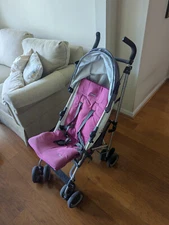 UPPAbaby G-LUXE Umbrella Single Seat Stroller Gray with Pink Seat 3 mo. to 55 lb