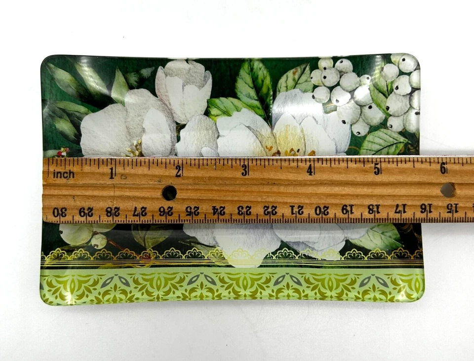 Michel Design Works Holiday Winter Bloom Glass Floral Soap Trinket Dish NEW - Image 3 of 4