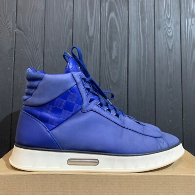 Louis Vuitton Blue Nubuck And Damier Leather Street Light High Top Sneakers 8.5