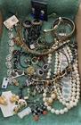 Goldtone RS Tiara Crown & Costume Jewelry Lot Includes Signed Vintage Damascene