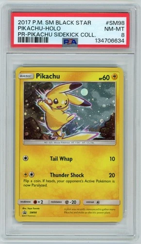 2017 POKEMON SM BLACK STAR PROMO PIKACHU SIDEKICK COLLECTION PIKACHU-HOLO PSA 8