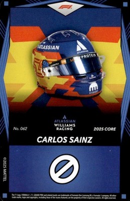 2025 Uno Elite Core F1 Formula 1 BLUE Carlos Sainz Racing Helmet #062 Card